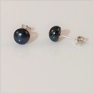 Freshwater Peacock Pearl Post Earrings Sterling Silver